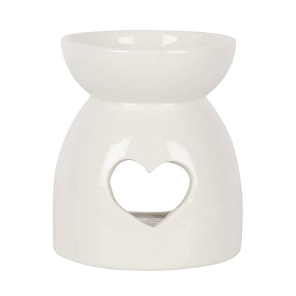 White Heart Cut Out Oil Burner and Wax Warmer