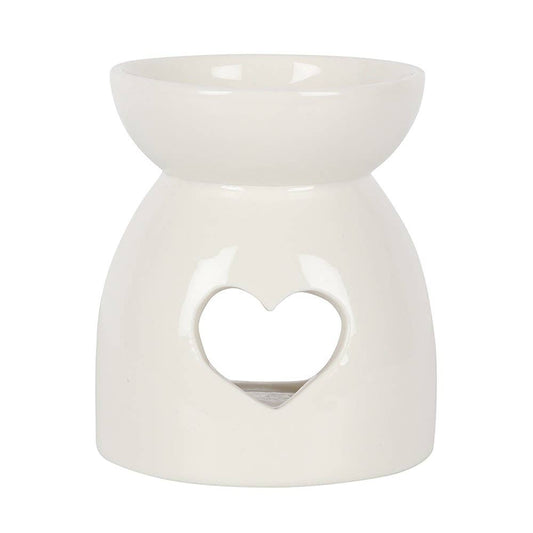 White Heart Cut Out Oil Burner and Wax Warmer