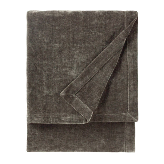 Heavy Chenille Velvet Throw Charcoal