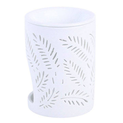White Leafy Fern Cut Out Oil Burner and Wax Warmer