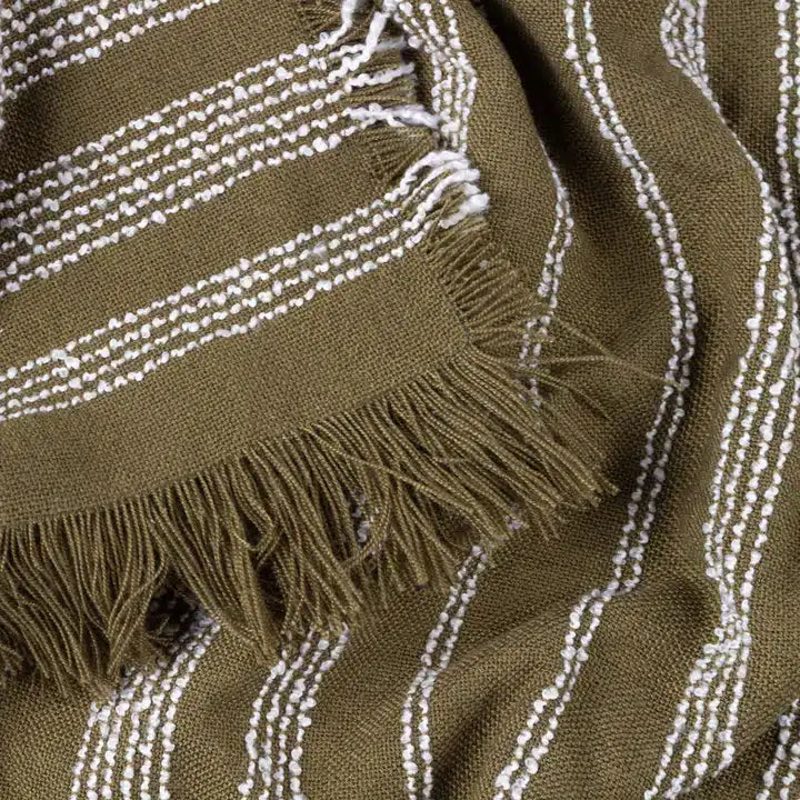 Jour Woven Fringed Throw Olive image 2
