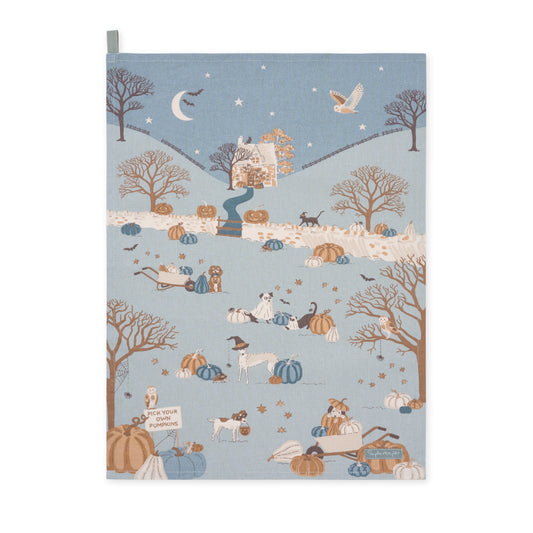 Paws & Pumpkins Scene Tea Towel
