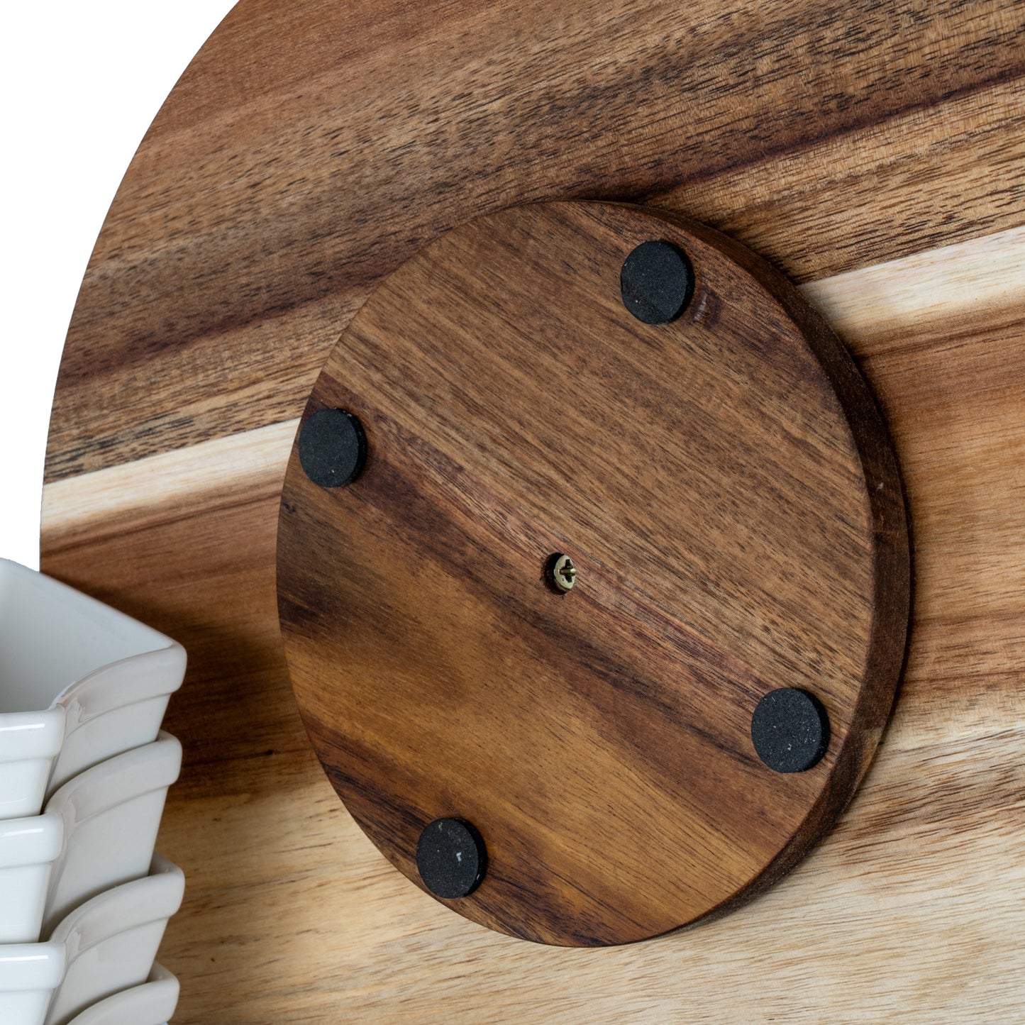 Acacia Lazy Susan including Ceramic Serving Bowls