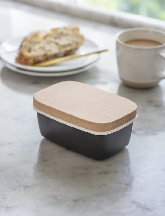Enamel Butter Dish Carbon