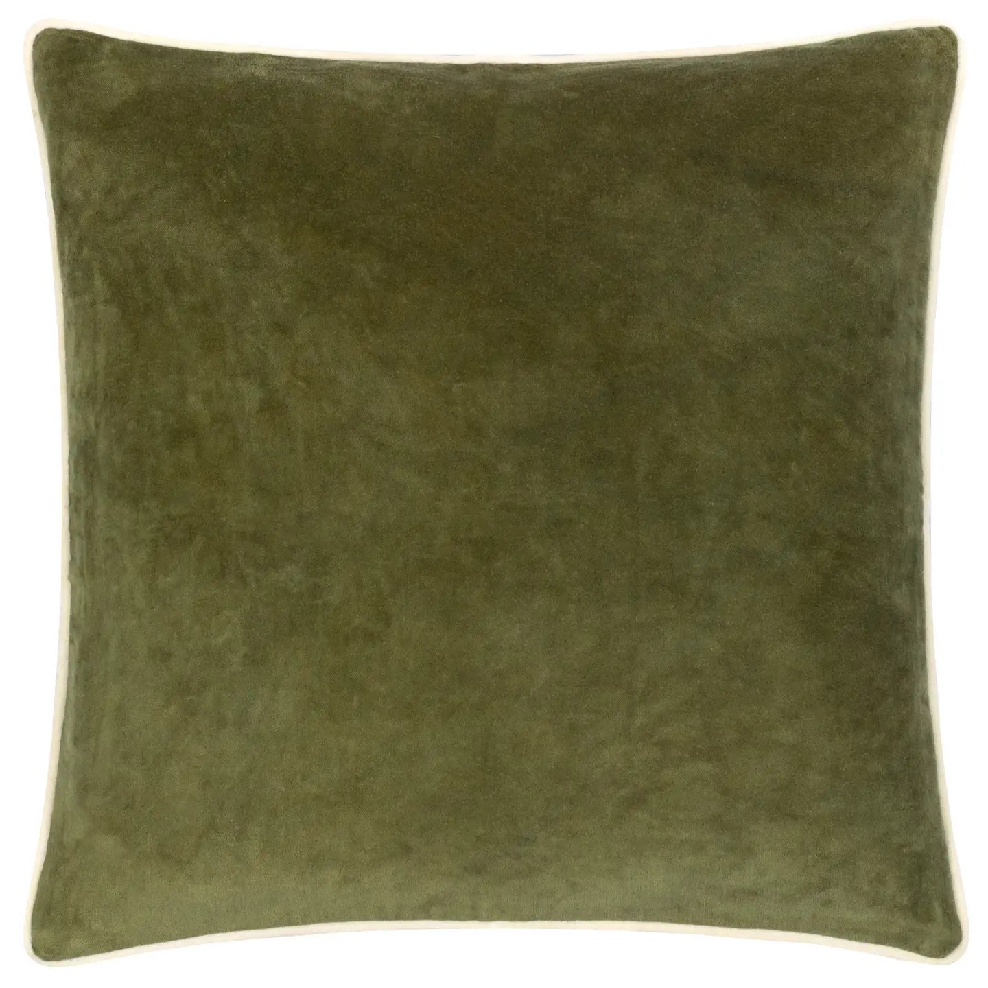 Bailey Brushed Cotton Velvet Cushion Green/Buttermilk