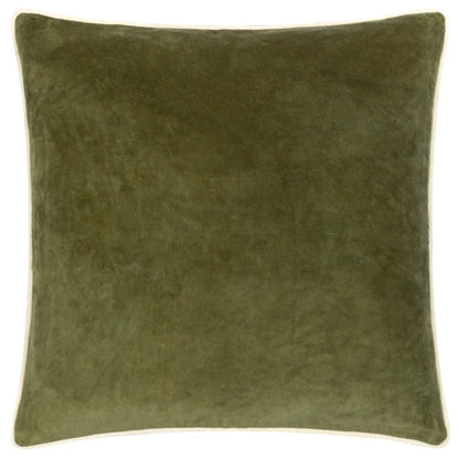 Bailey Brushed Cotton Velvet Cushion Green/Buttermilk
