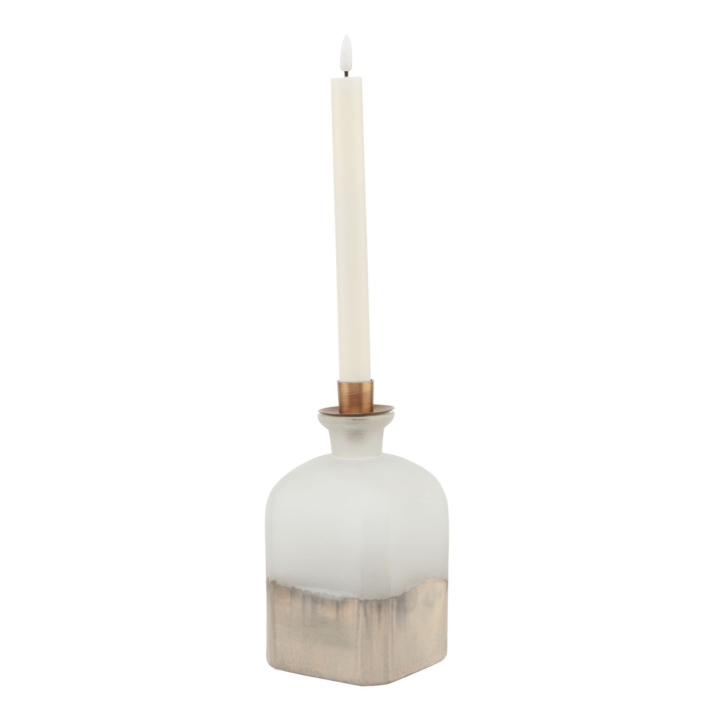 Large Burnished Dipped and Aged Brass Candle Holder Vase