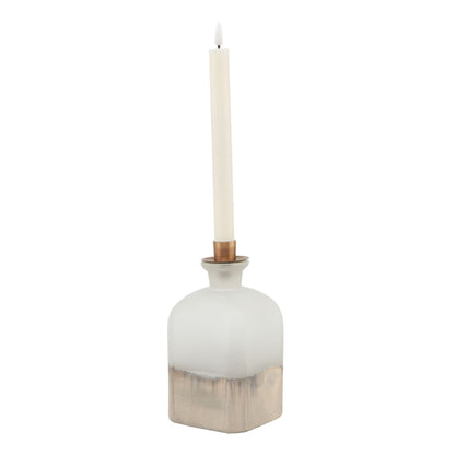 Large Burnished Dipped and Aged Brass Candle Holder Vase