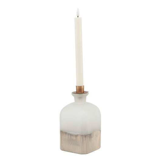 Large Burnished Dipped and Aged Brass Candle Holder Vase