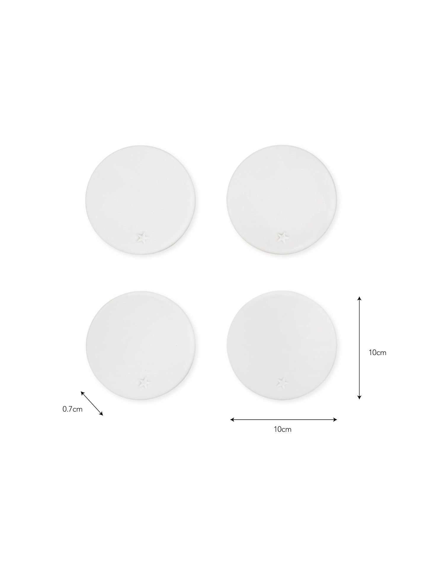 Round Coasters Ceramic Set of 4 White