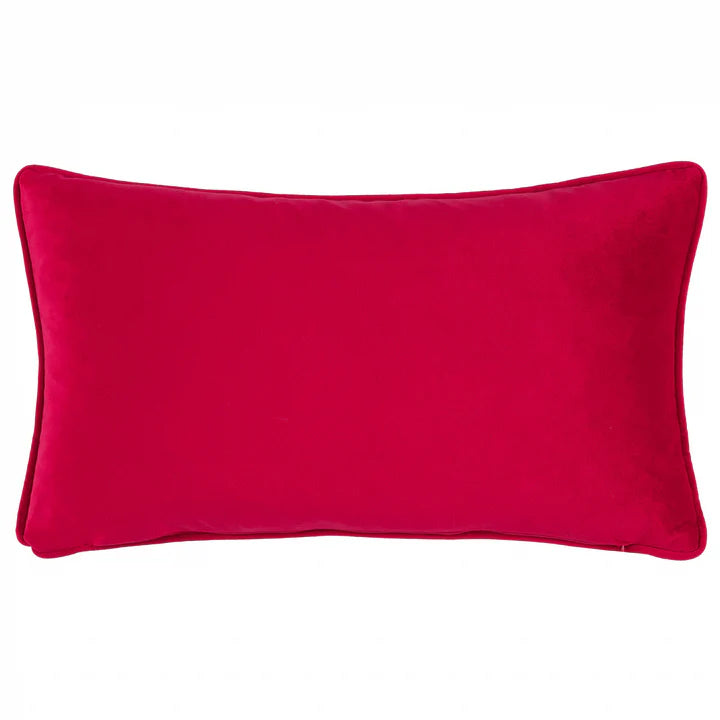 Cotswold Christmas Embroidered Velvet Cushion Cream/Burgundy