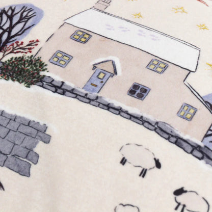 Cotswold Christmas Embroidered Velvet Cushion Cream/Burgundy