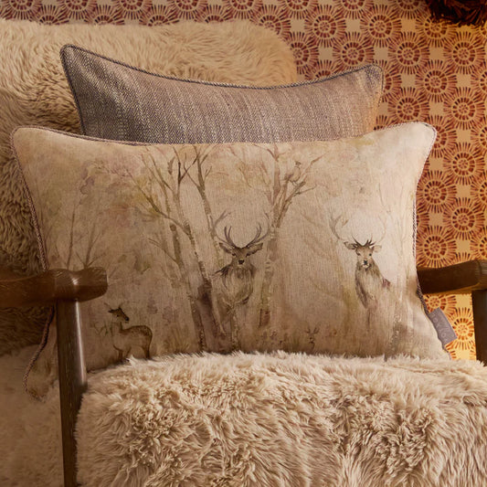 Enchanted Forest Printed Piped Cushion Cream
