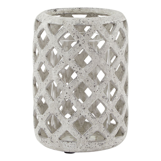 Small Grey Stone Effect Hurricane Lantern