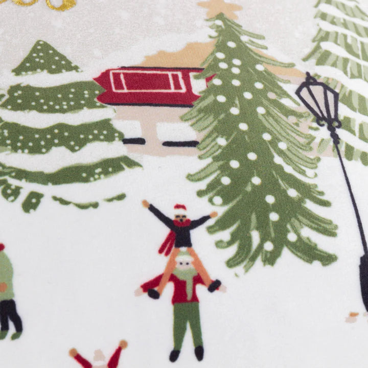 Joy To All Embroidered Velvet Cushion Snow Berry