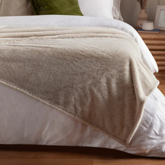 Kallu Double-Sided Faux-Fur Throw Natural