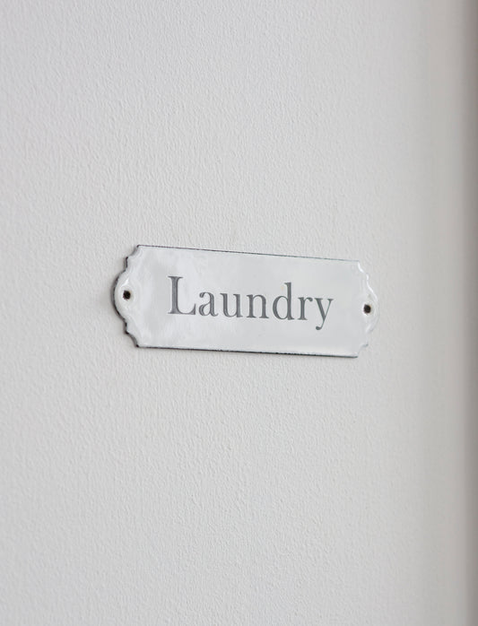Enamel Laundry Sign White