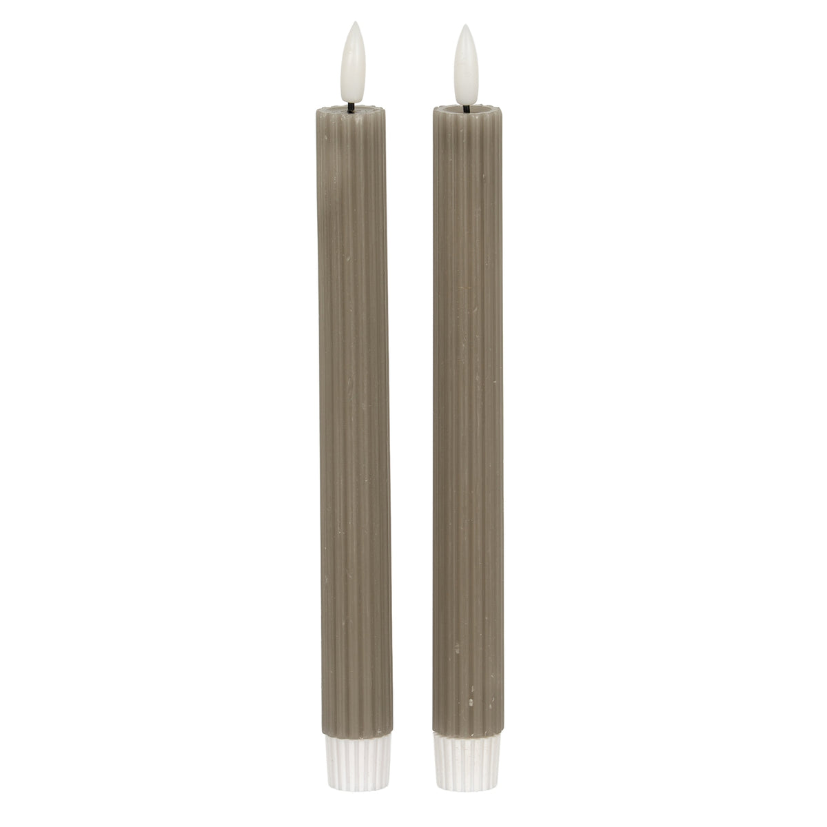 Luxe Collection Natural Glow Ribbed Taper Candles - Grey