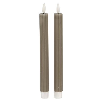 Luxe Collection Natural Glow Ribbed Taper Candles - Grey