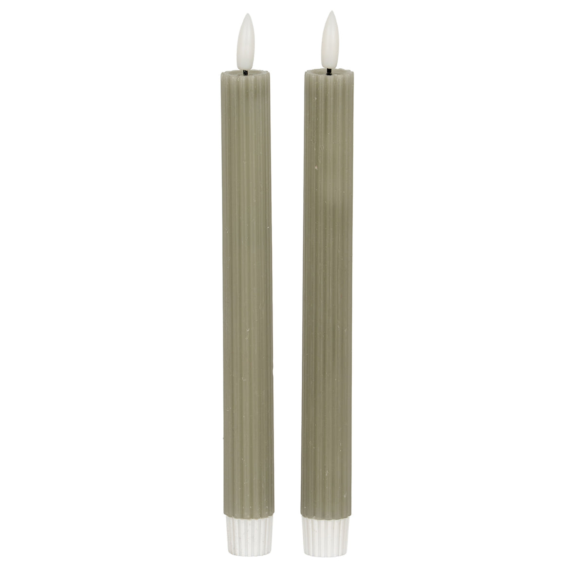 Luxe Collection Natural Glow Ribbed Taper Candles - Sage