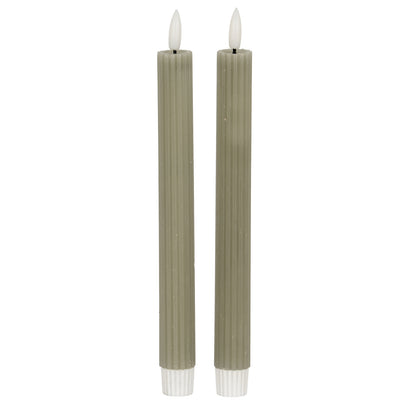 Luxe Collection Natural Glow Ribbed Taper Candles - Sage