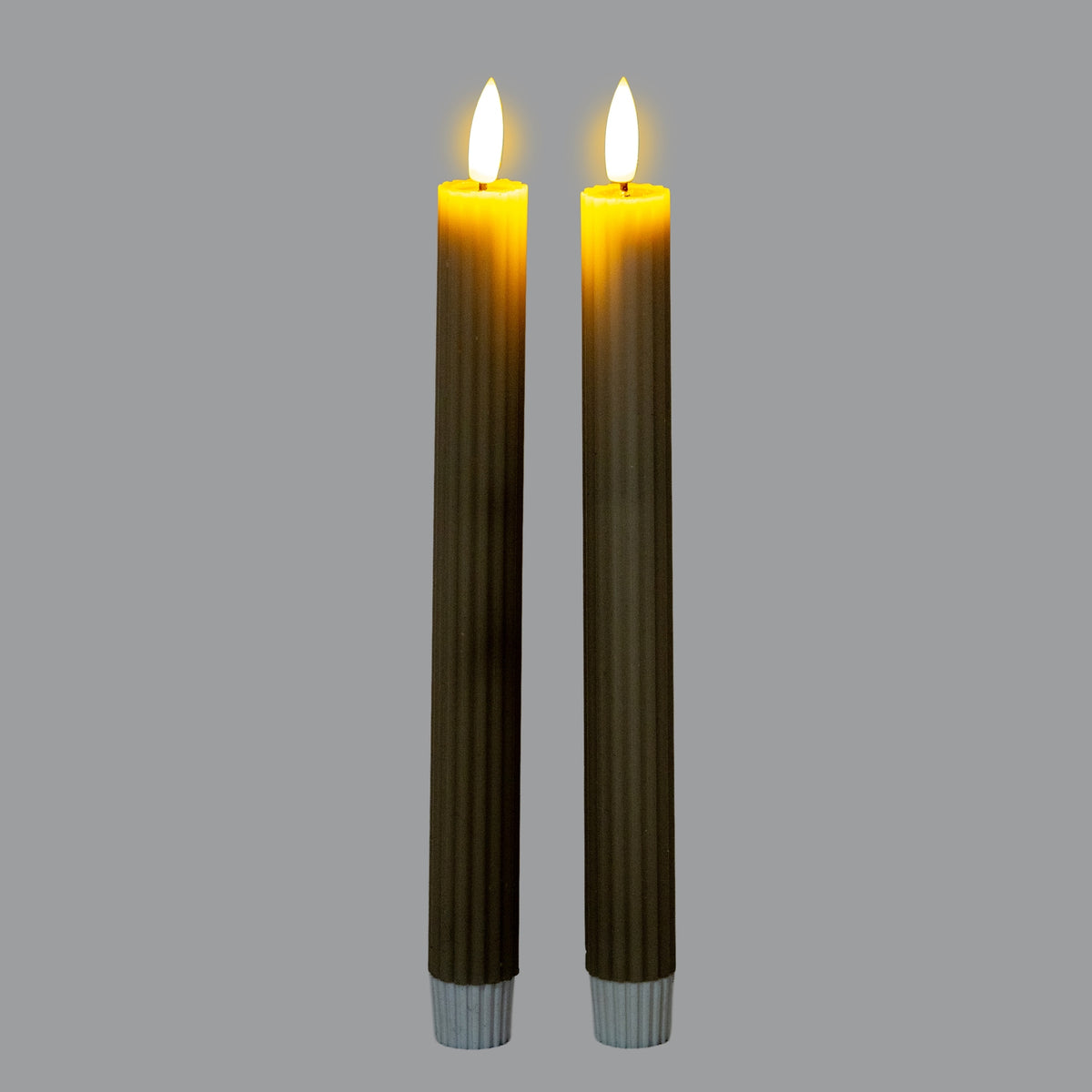 Luxe Collection Natural Glow Ribbed Taper Candles - Sage