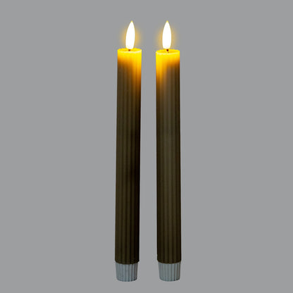 Luxe Collection Natural Glow Ribbed Taper Candles - Sage