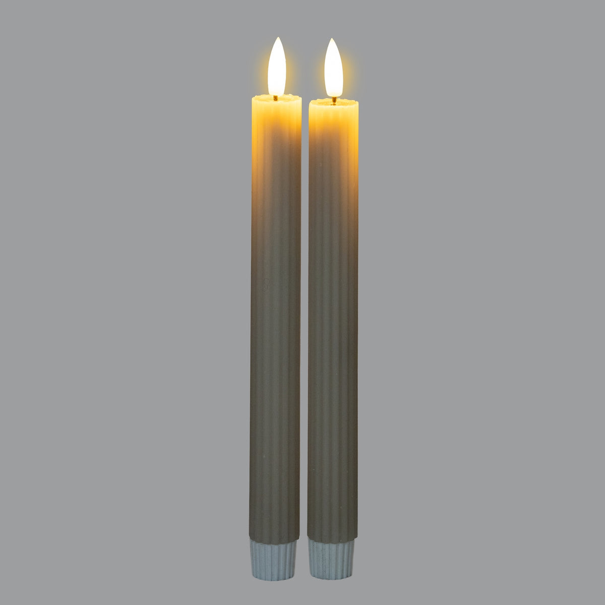 Luxe Collection Natural Glow Ribbed Taper Candles - Grey