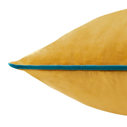 Meridian Velvet Cushion Ochre/Teal