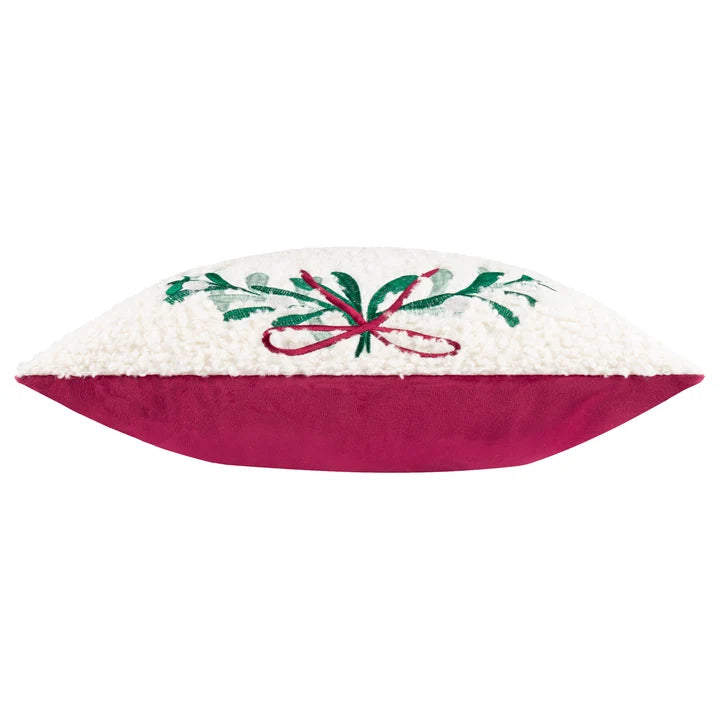 Mistletoe Wreath Embroidered Cushion Multicolour