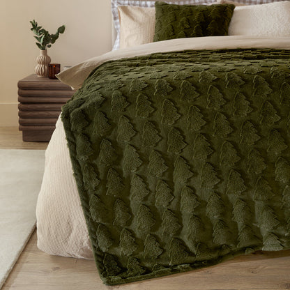 Pines Faux Fur Throw Forest Green