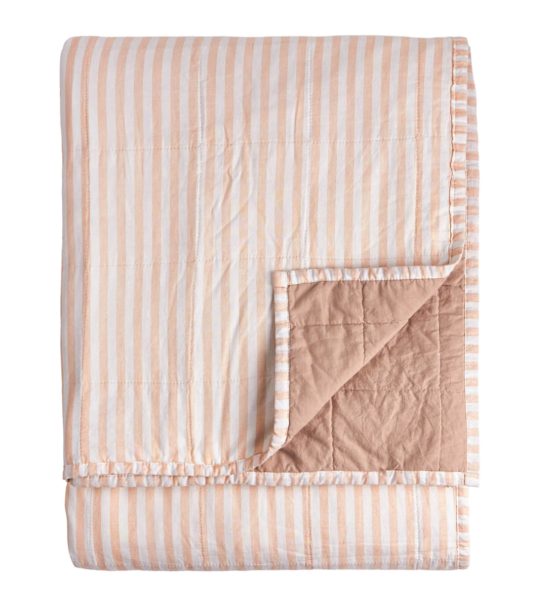 Hebden Stipe Bedspread - Blush/Cotta