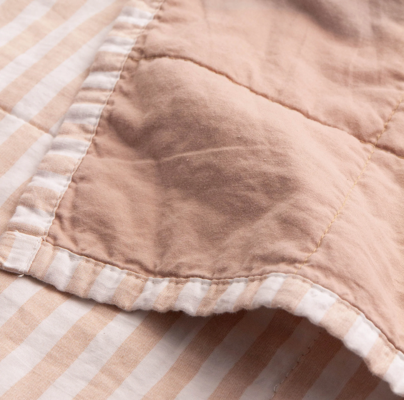 Hebden Stipe Bedspread - Blush/Cotta