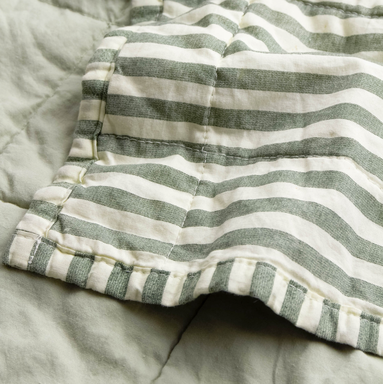 Hebden Stipe Bedspread - Forest/Bay Green