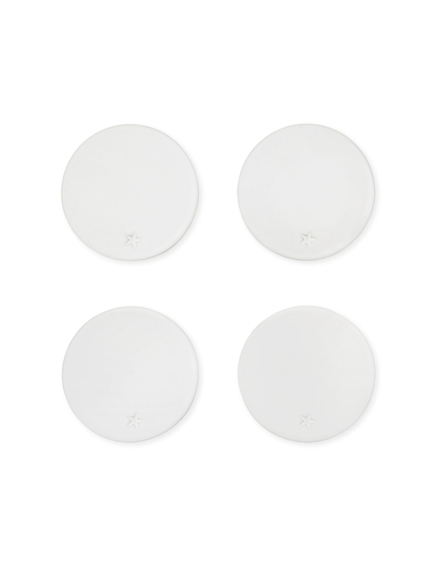 Round Coasters Ceramic Set of 4 White