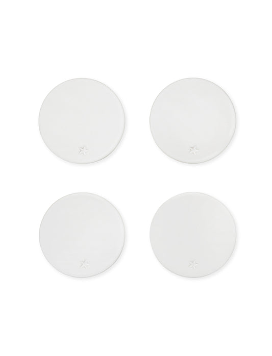 Round Coasters Ceramic Set of 4 White