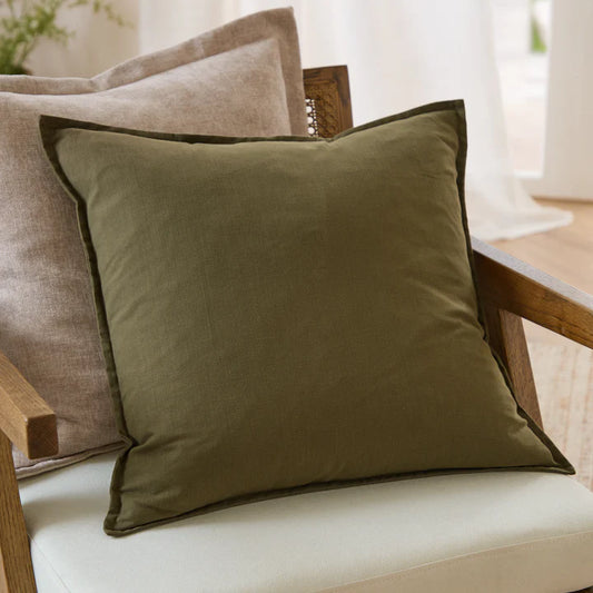 Slub Cotton Cushion Lichen