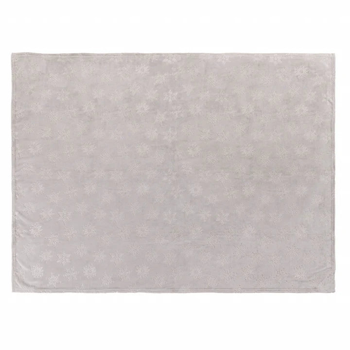 Snowflakes Soft Flannel Fleece Throw Grey