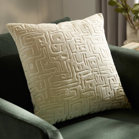 Soren Cut Velvet Cushion Chalk