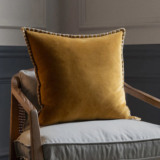Stitch Embroidered Cushion Mustard
