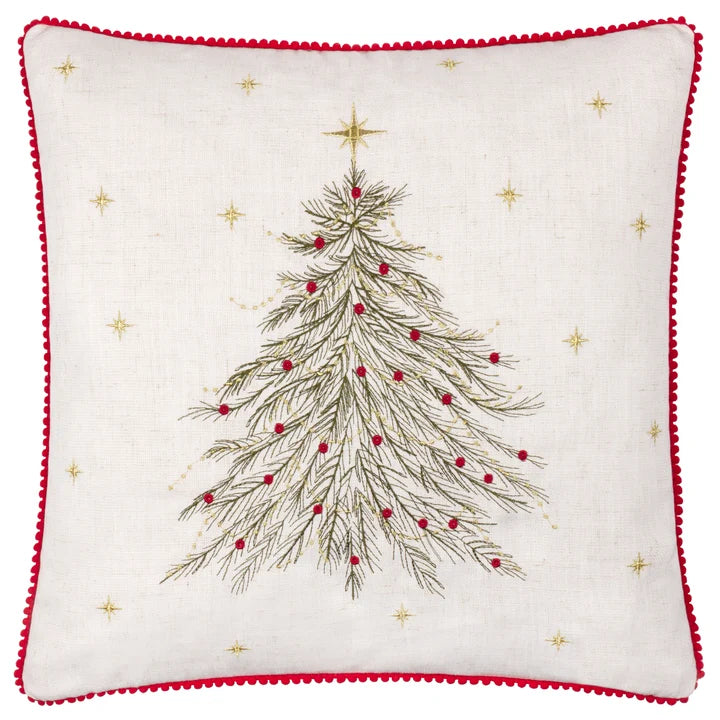 Twinkling Tree Embroidered Cushion Natural