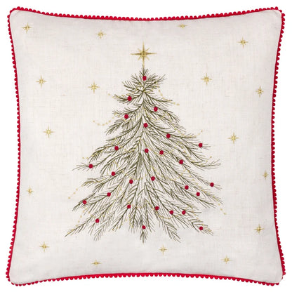 Twinkling Tree Embroidered Cushion Natural