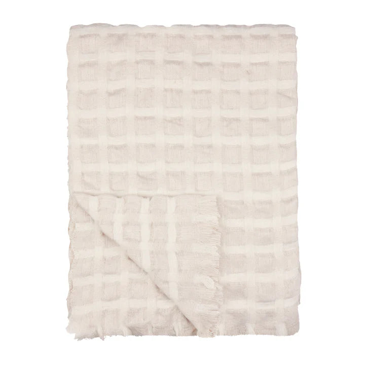 Walton Waffle Fringed Throw Linen