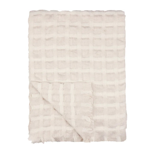 Walton Waffle Fringed Throw Linen