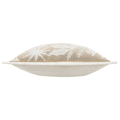 Winter Warmest Wishes Embroidered Cushion Natural