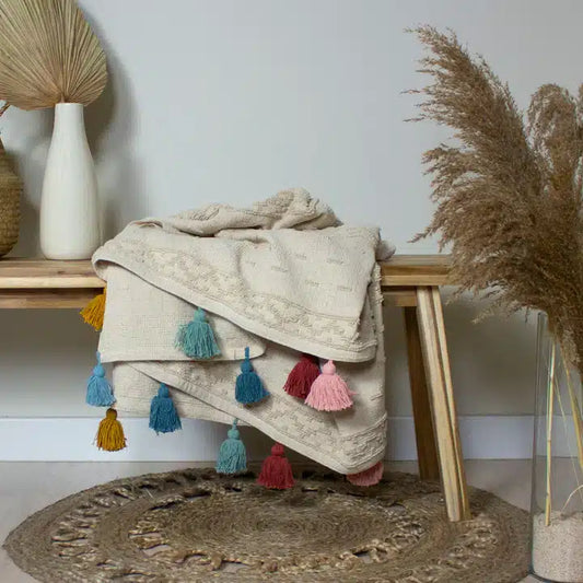 Boho Cotton Tufted Throw Multicolour image 1