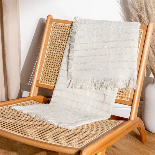 Hazie Woven Fringed Throw Natural image 1