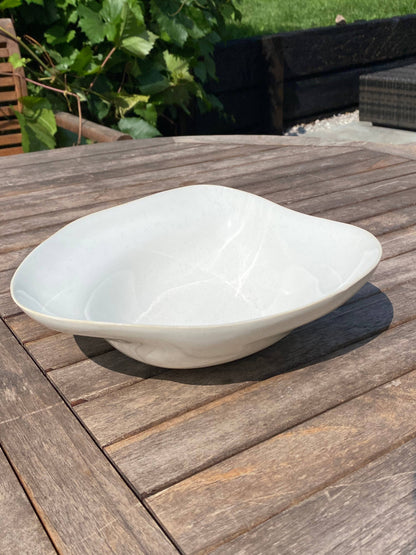 Large Serving Bowl Organic Shaped Ceramic White Salad Dish