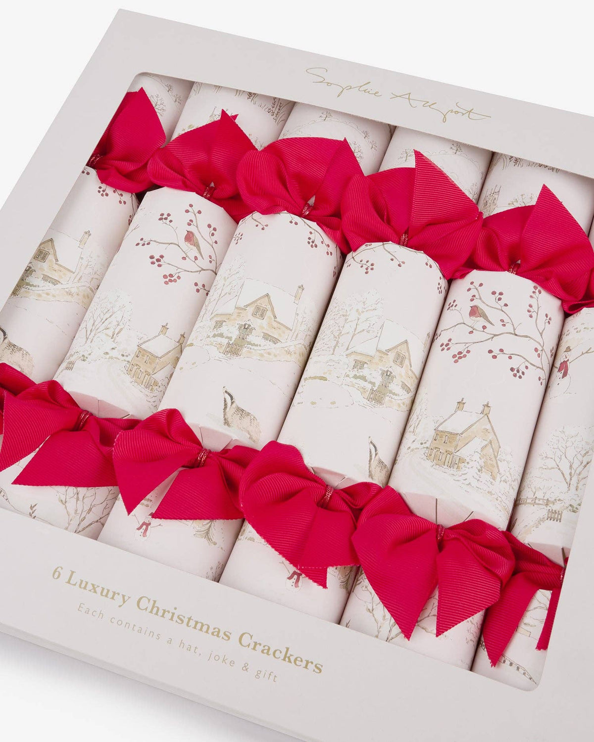 Snowy Village Christmas Crackers (Set of 6)