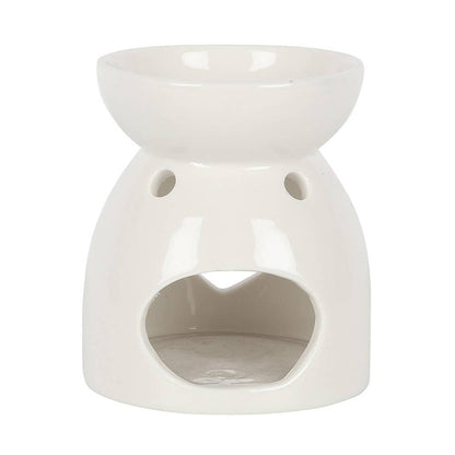 White Heart Cut Out Oil Burner and Wax Warmer